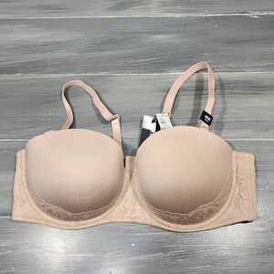 Torrid Curve 40DD Strapless Multi Way Nude Beige Microfiber Lace Trim Bra NWT